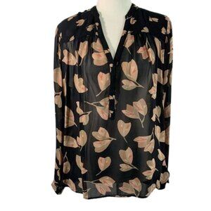 Lucky Brand Floral Black and Pink Women's Top Long Sleeve.